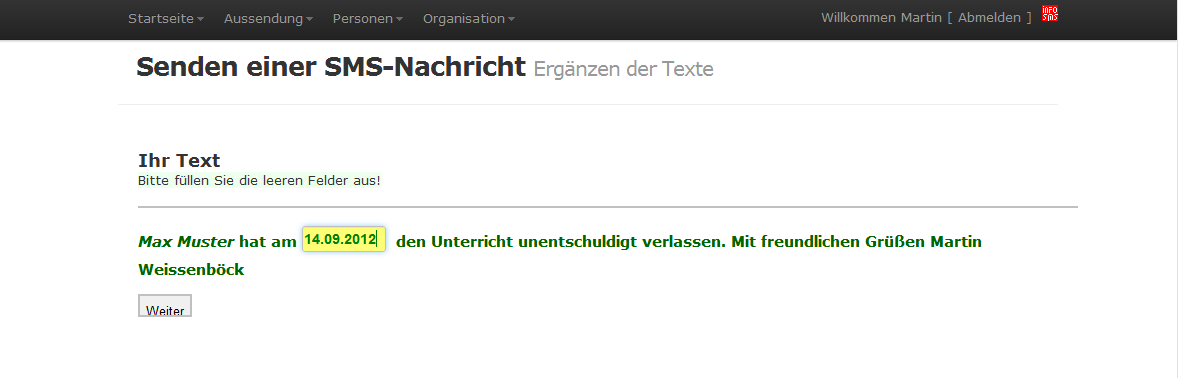 Texte mit Platzhaltern